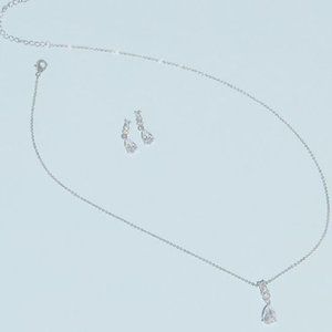 David's Bridal Cubic Zirconia Pear Necklace and Earring set